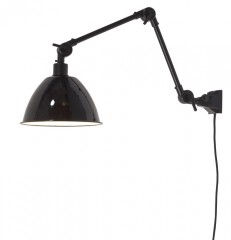 WALL LAMP WITH BLACK METAL SHADE DOUBLE ARM 